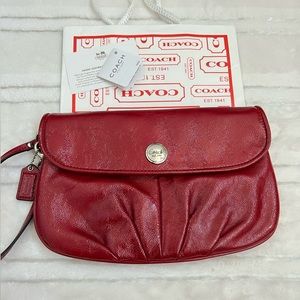 Coach Cherry Patent Leather Large Flap Wristlet / Mini Bag / Clutch